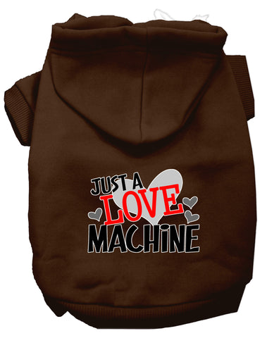 Love Machine Screen Print Dog Hoodie Brown Xs