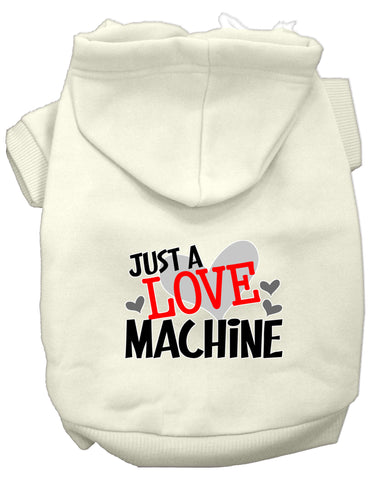 Love Machine Screen Print Dog Hoodie Cream M