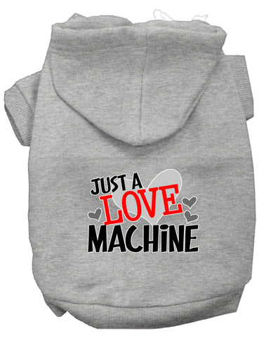 Love Machine Screen Print Dog Hoodie Grey L