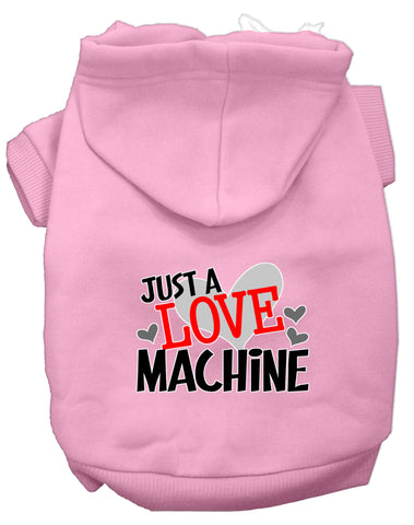 Love Machine Screen Print Dog Hoodie Light Pink L