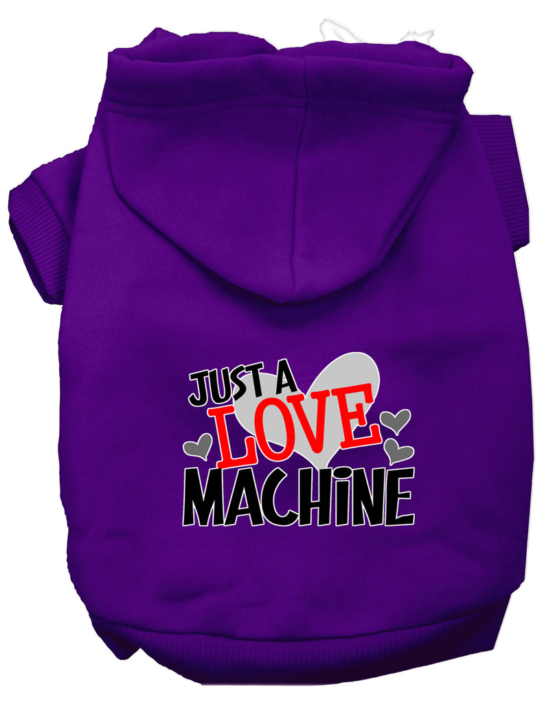 Love Machine Screen Print Dog Hoodie Purple S