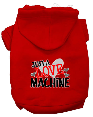 Love Machine Screen Print Dog Hoodie Red Xs