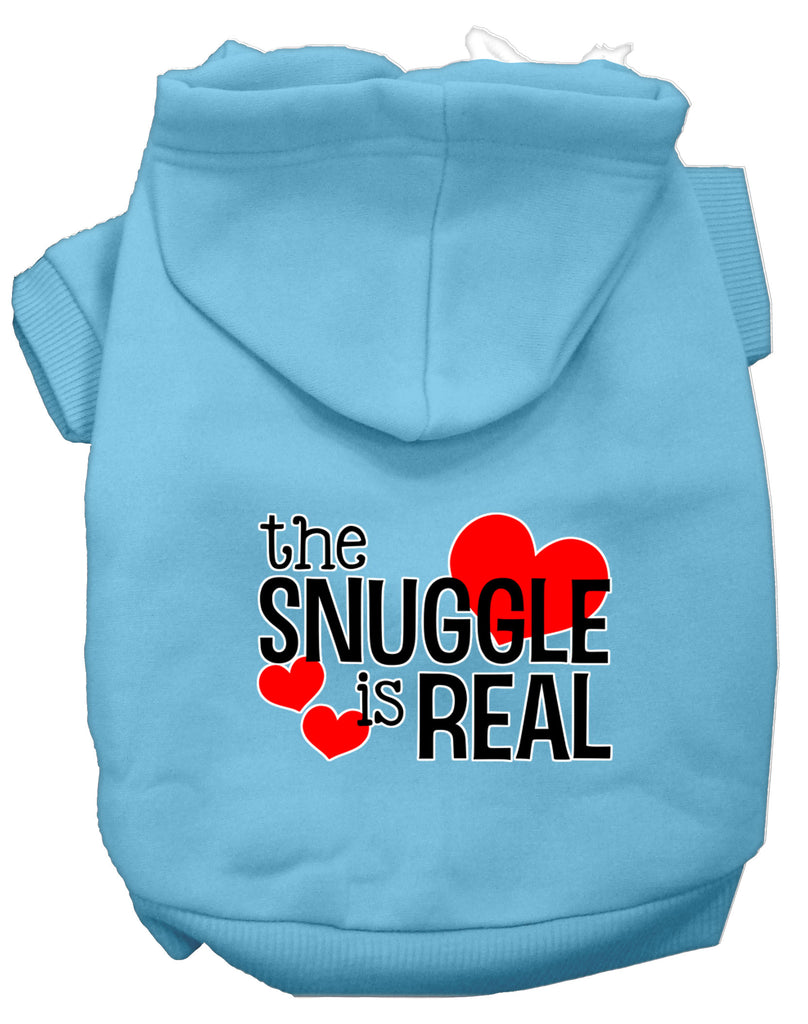 The Snuggle Is Real Screen Print Dog Hoodie Baby Blue M