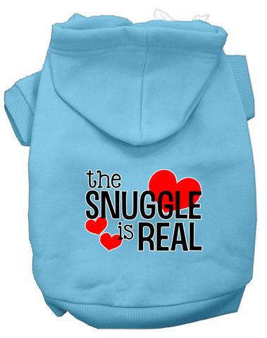 The Snuggle Is Real Screen Print Dog Hoodie Baby Blue M