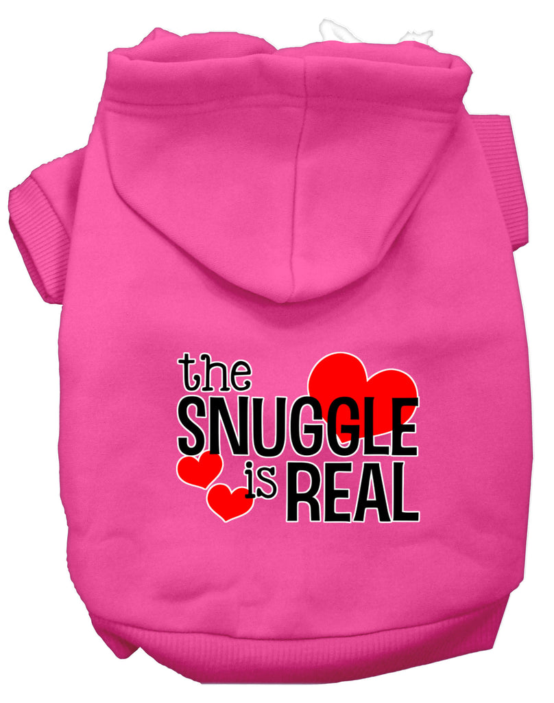 The Snuggle Is Real Screen Print Dog Hoodie Bright Pink M