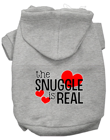 The Snuggle Is Real Screen Print Dog Hoodie Grey L