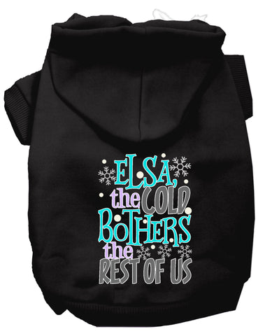 Elsa, The Cold Screen Print Dog Hoodie Black Xs