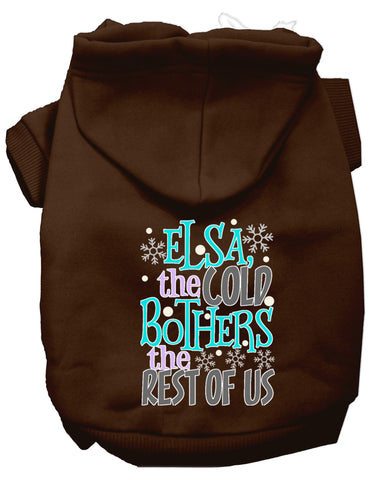 Elsa, The Cold Screen Print Dog Hoodie Brown Xs