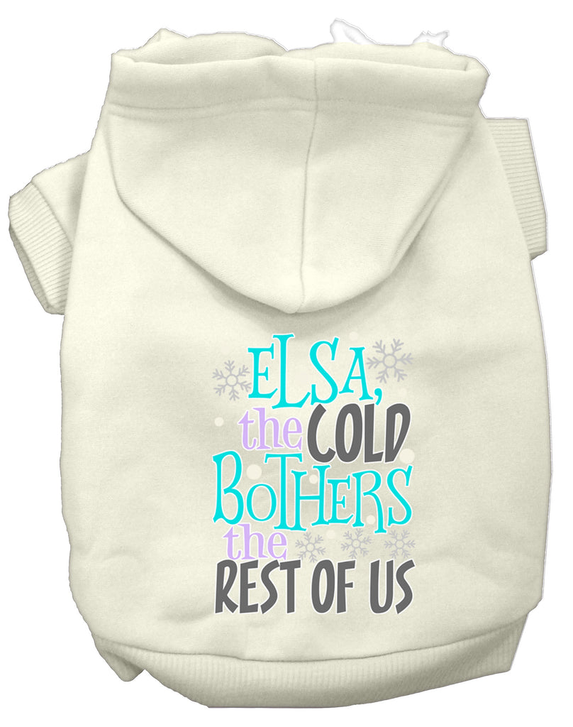 Elsa, The Cold Screen Print Dog Hoodie Cream Xs