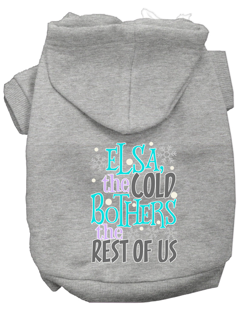 Elsa, The Cold Screen Print Dog Hoodie Grey L