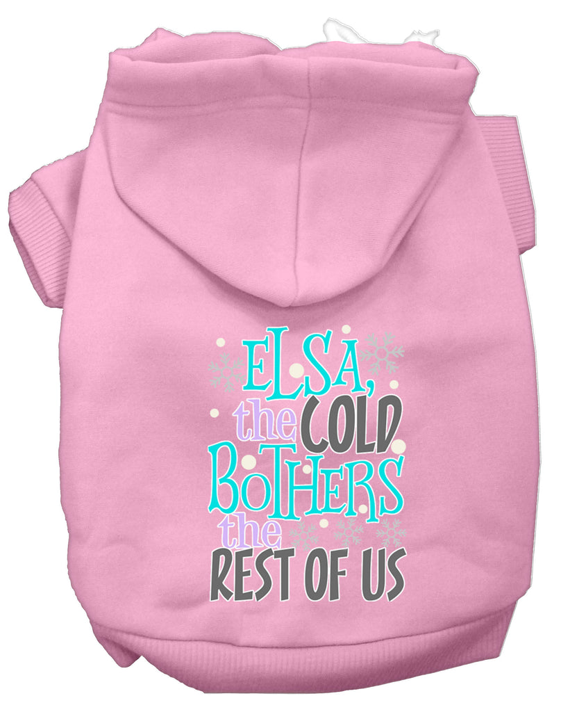 Elsa, The Cold Screen Print Dog Hoodie Light Pink L