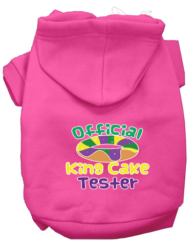 King Cake Taster Screen Print Mardi Gras Dog Hoodie Bright Pink Xxl