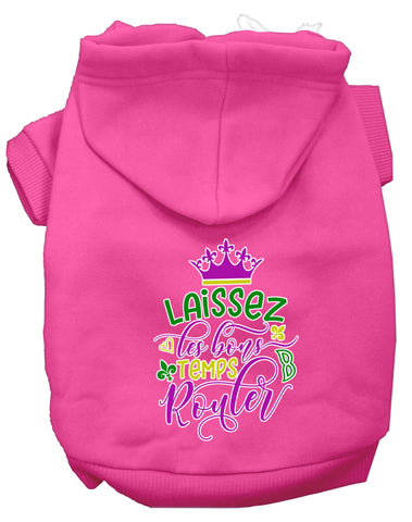 Laissez Les Bons Temps Rouler Screen Print Mardi Gras Dog Hoodie Bright Pink S