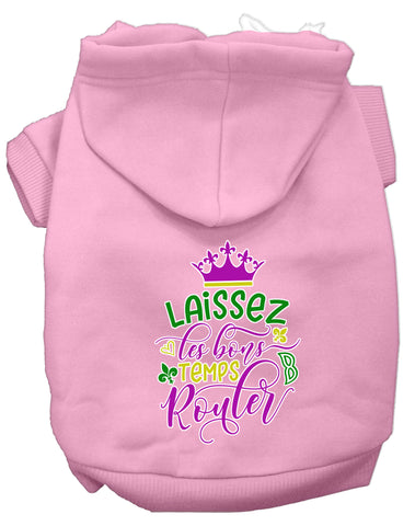 Laissez Les Bons Temps Rouler Screen Print Mardi Gras Dog Hoodie Light Pink L