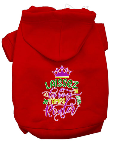 Laissez Les Bons Temps Rouler Screen Print Mardi Gras Dog Hoodie Red L