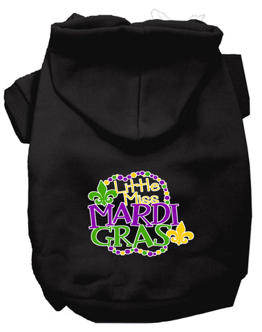 Miss Mardi Gras Screen Print Mardi Gras Dog Hoodie Black Xs