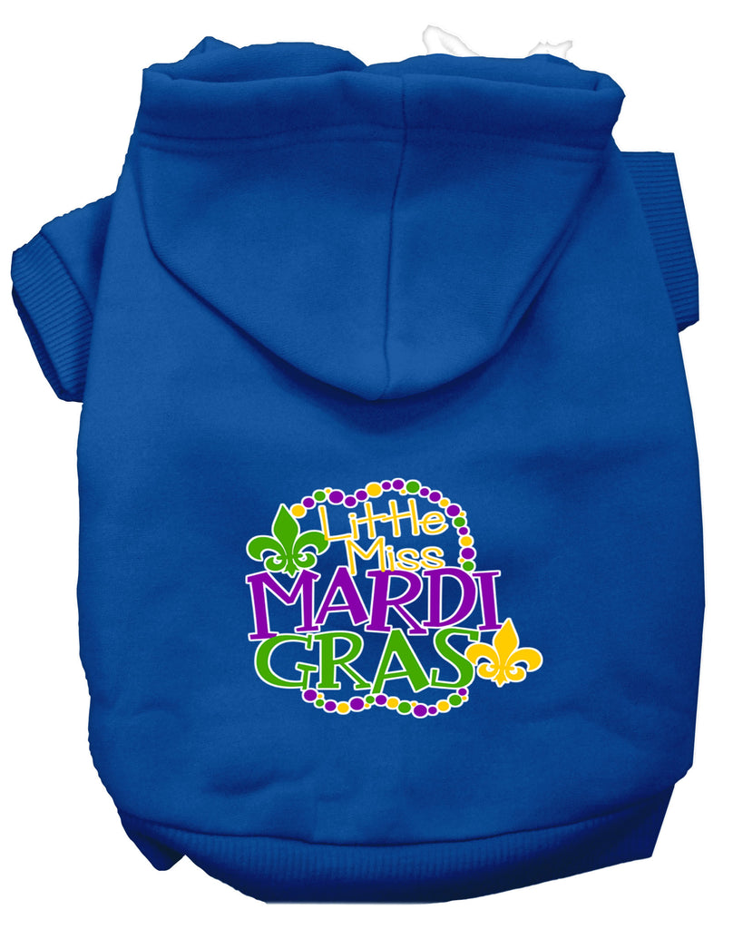 Miss Mardi Gras Screen Print Mardi Gras Dog Hoodie Blue L