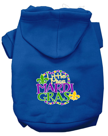 Miss Mardi Gras Screen Print Mardi Gras Dog Hoodie Blue Xxl