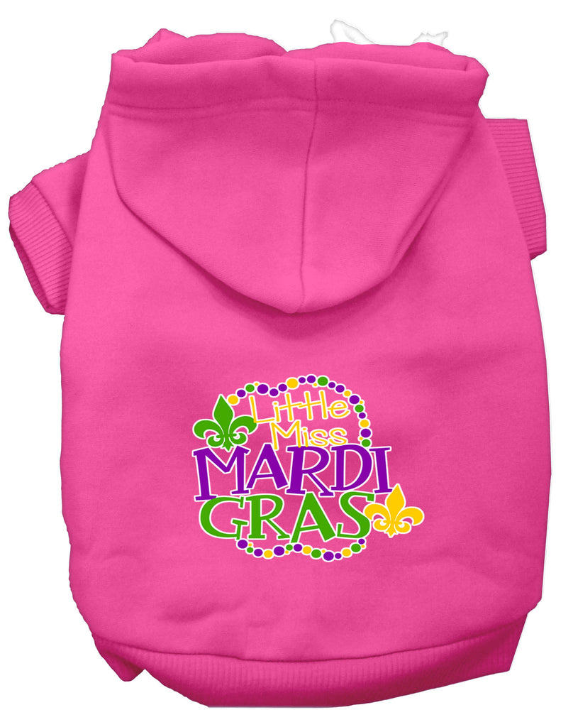 Miss Mardi Gras Screen Print Mardi Gras Dog Hoodie Bright Pink L