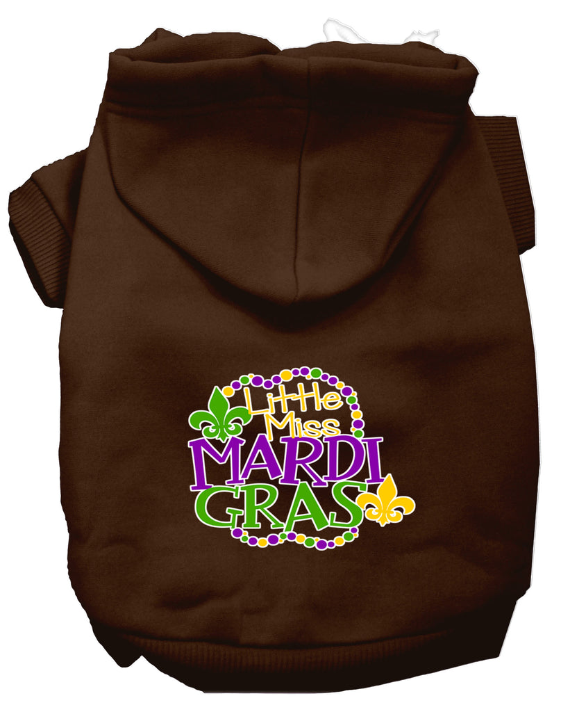 Miss Mardi Gras Screen Print Mardi Gras Dog Hoodie Brown L