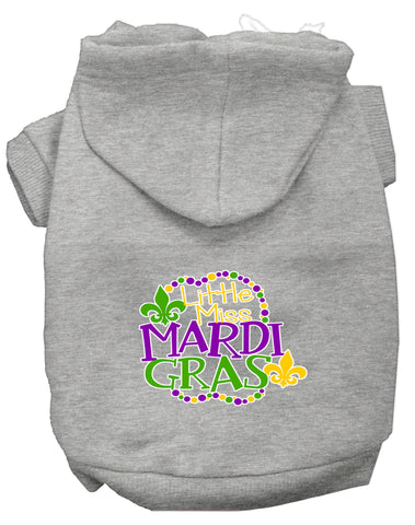 Miss Mardi Gras Screen Print Mardi Gras Dog Hoodie Grey L