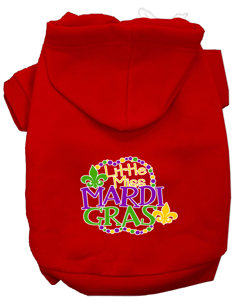 Miss Mardi Gras Screen Print Mardi Gras Dog Hoodie Red Xs