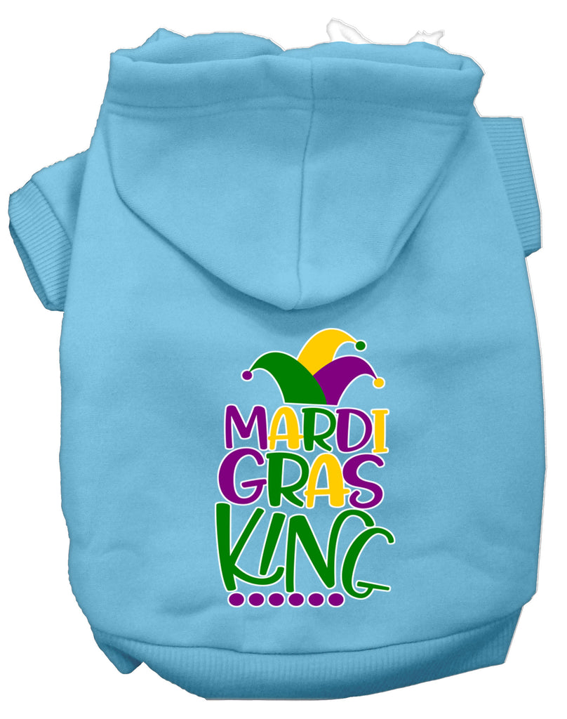 Mardi Gras King Screen Print Mardi Gras Dog Hoodie Baby Blue L