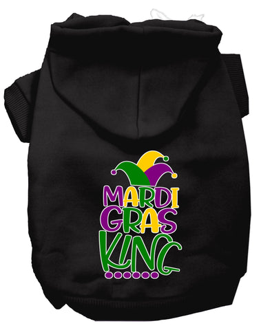 Mardi Gras King Screen Print Mardi Gras Dog Hoodie Black L