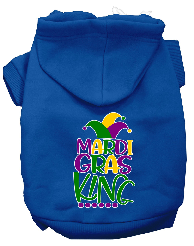 Mardi Gras King Screen Print Mardi Gras Dog Hoodie Blue L