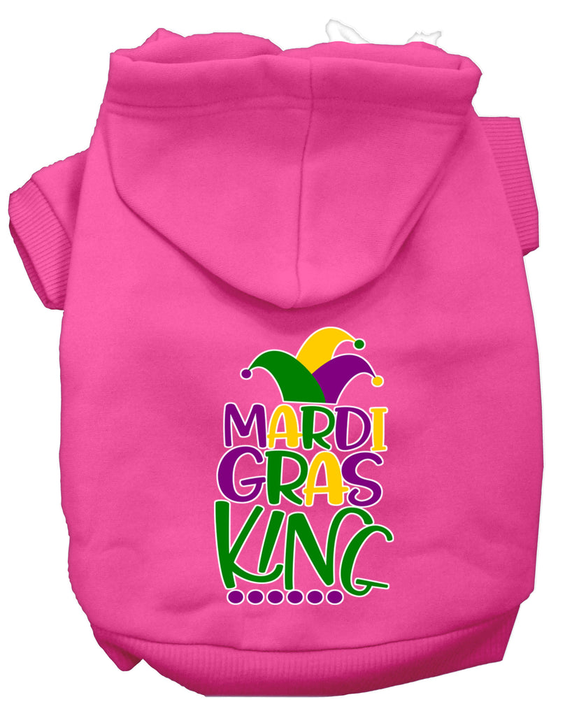 Mardi Gras King Screen Print Mardi Gras Dog Hoodie Bright Pink L