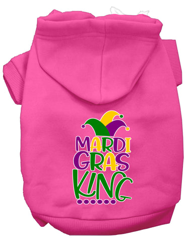 Mardi Gras King Screen Print Mardi Gras Dog Hoodie Bright Pink M