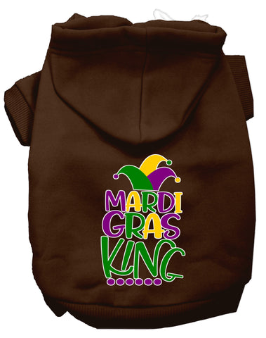 Mardi Gras King Screen Print Mardi Gras Dog Hoodie Brown L