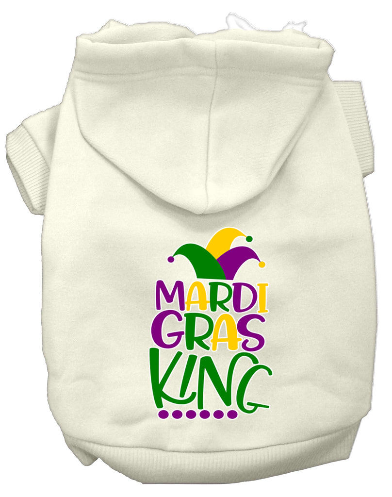 Mardi Gras King Screen Print Mardi Gras Dog Hoodie Cream M