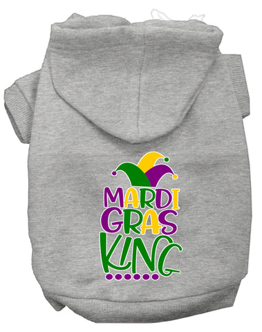 Mardi Gras King Screen Print Mardi Gras Dog Hoodie Grey L