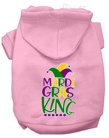 Mardi Gras King Screen Print Mardi Gras Dog Hoodie Light Pink L