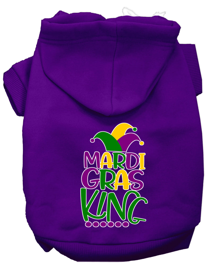 Mardi Gras King Screen Print Mardi Gras Dog Hoodie Purple Xl