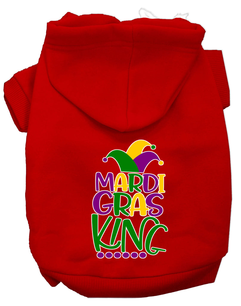 Mardi Gras King Screen Print Mardi Gras Dog Hoodie Red Xs