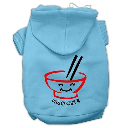 Miso Cute Screen Print Pet Hoodies Baby Blue Size Lg (14)