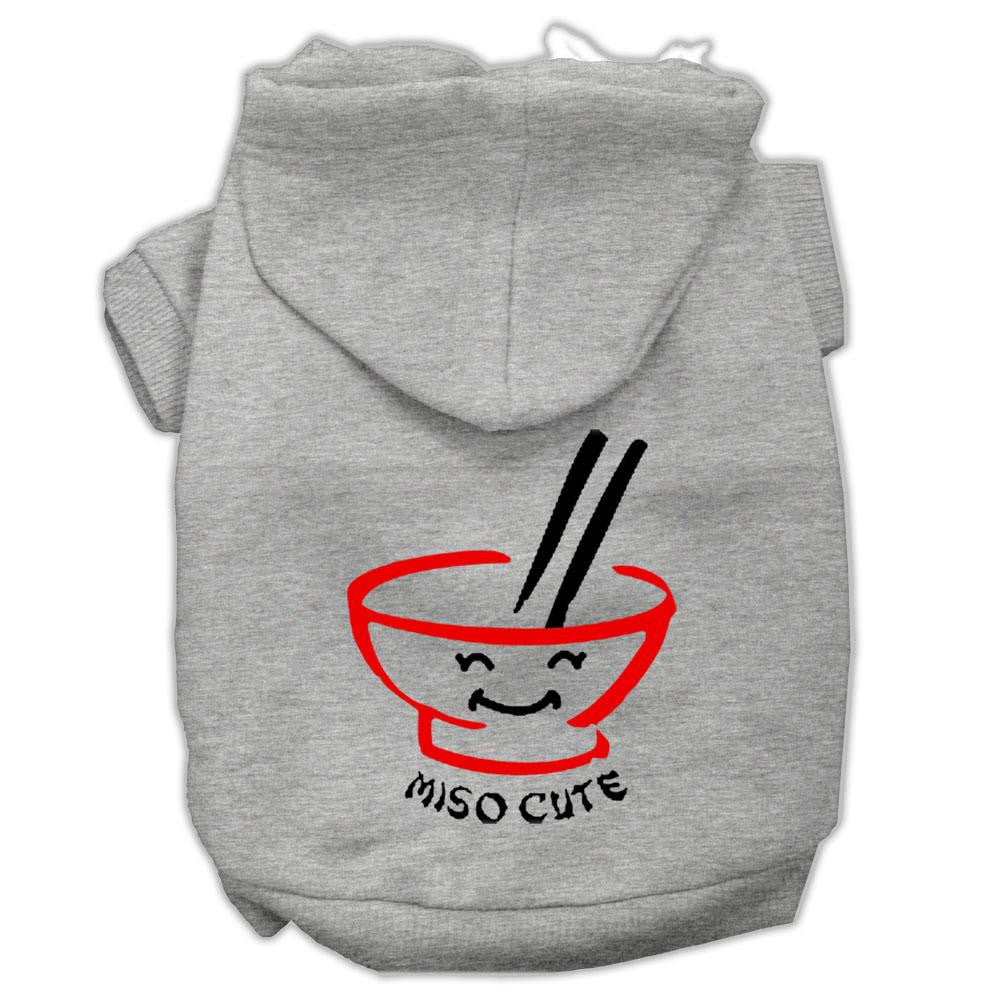 Miso Cute Screen Print Pet Hoodies Grey Size Med (12)