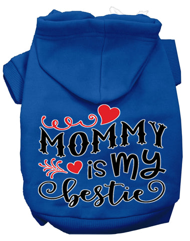 Mommy Is My Bestie Screen Print Dog Hoodie Blue M