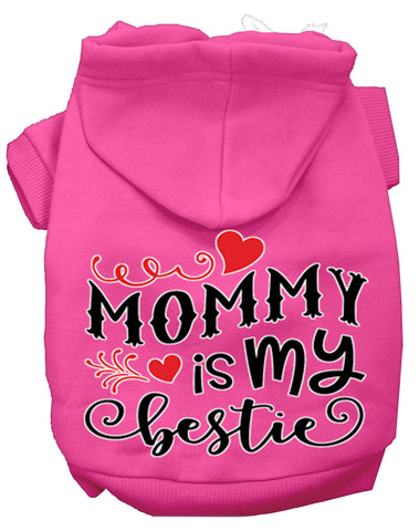 Mommy Is My Bestie Screen Print Dog Hoodie Bright Pink Xxxl