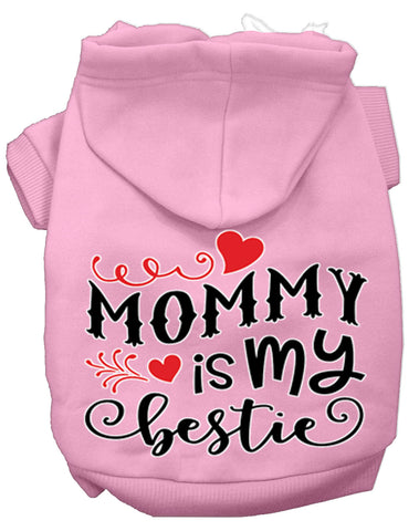 Mommy Is My Bestie Screen Print Dog Hoodie Light Pink Xxxl