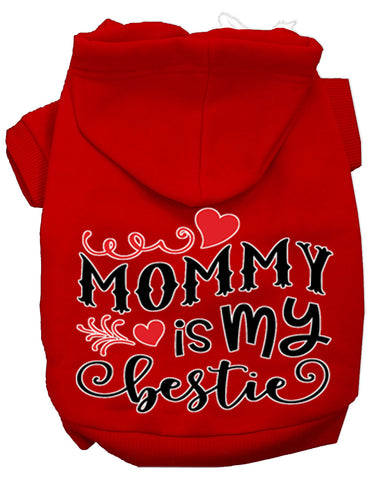 Mommy Is My Bestie Screen Print Dog Hoodie Red L