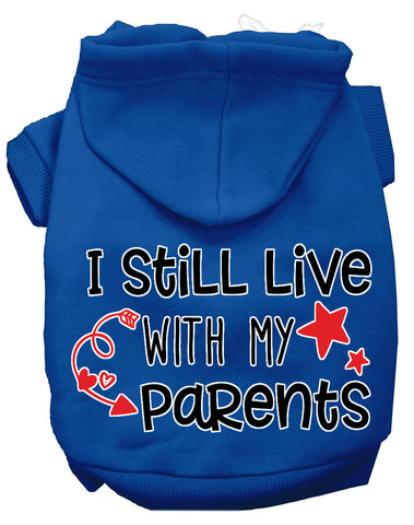 Still Live With My Parents Screen Print Dog Hoodie Blue L