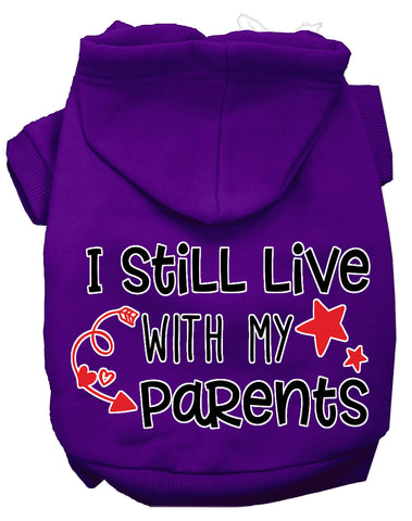 Still Live With My Parents Screen Print Dog Hoodie Purple L