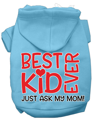 Ask My Mom Screen Print Dog Hoodie Baby Blue Xs