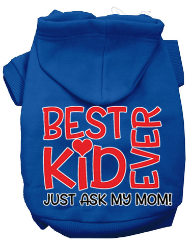 Ask My Mom Screen Print Dog Hoodie Blue Xxl