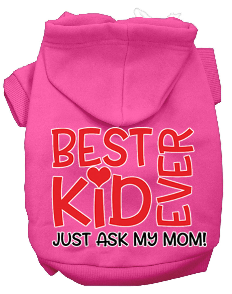 Ask My Mom Screen Print Dog Hoodie Bright Pink Xs