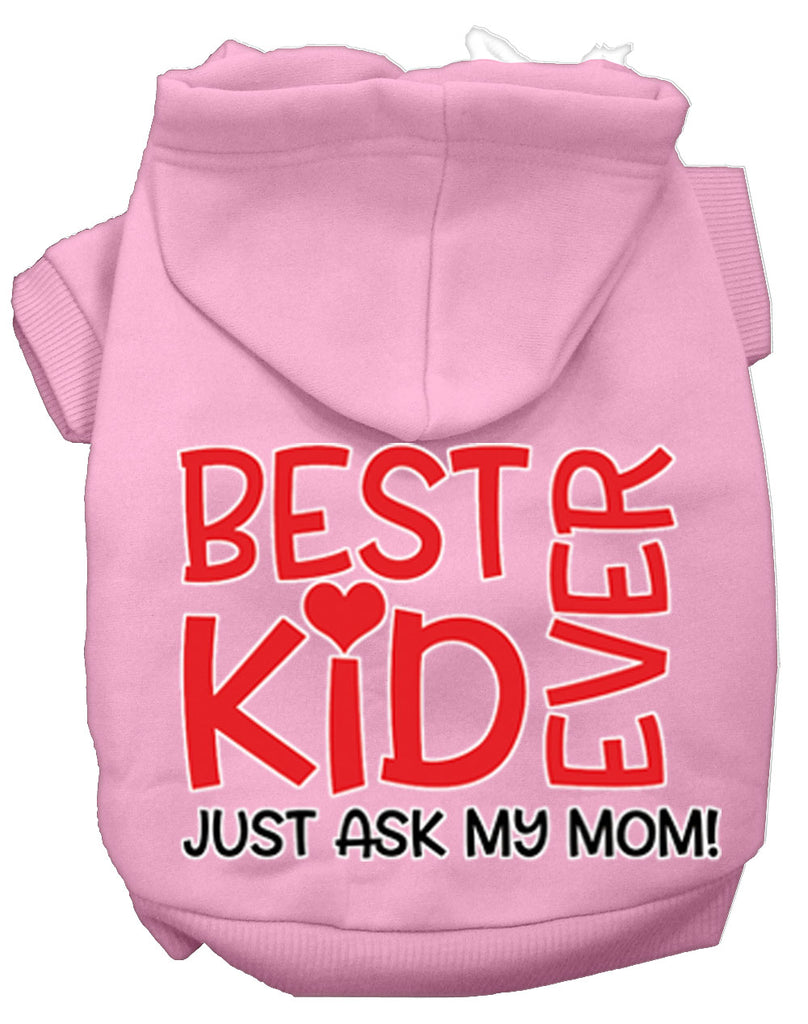 Ask My Mom Screen Print Dog Hoodie Light Pink M