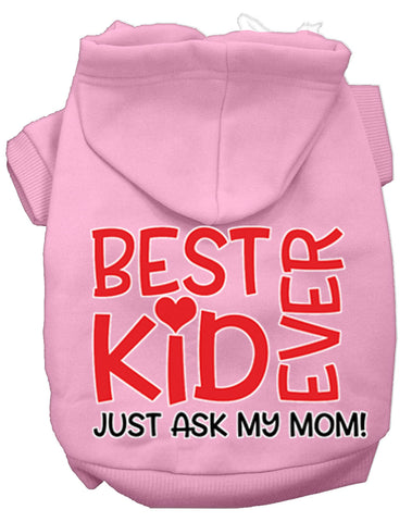 Ask My Mom Screen Print Dog Hoodie Light Pink Xxl